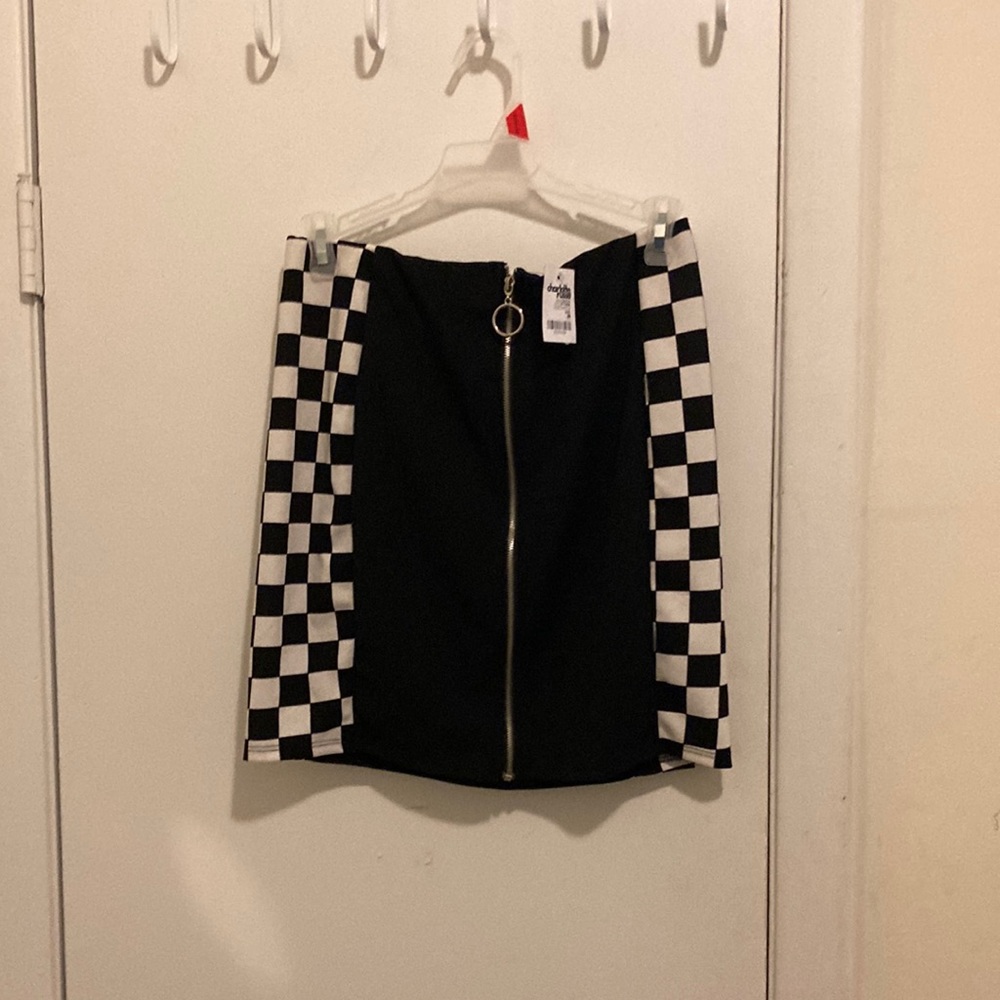 Charlotte Russe checker zipper mini skirt medium